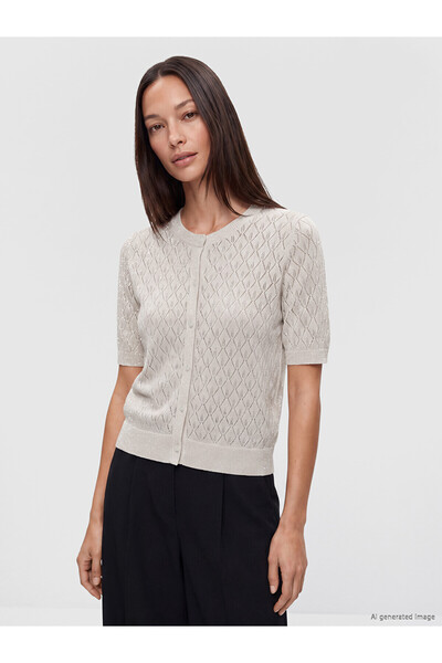 LC Waikiki Nevavm Farkıyla Lcw Everyday White Knitwear Openwork Women's Cardigan
