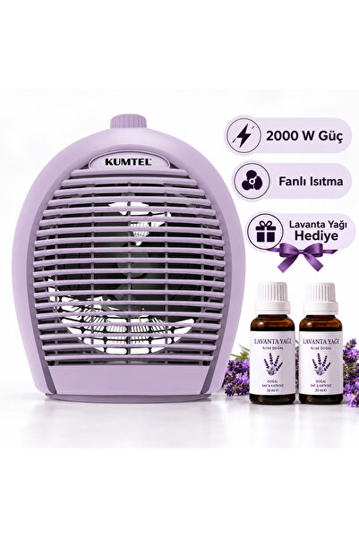 KUMTEL Fanlı Isıtıcı 2000 W Lx-6331 Lila Lavanta Yağı Hediye