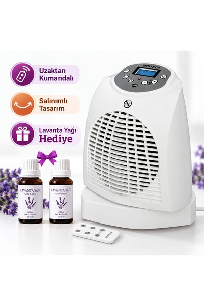 KM-1715 UZAKTAN KUMANDALI VE SAĞ-SOL HAREKETLİ ISITICI Lavanta Yağı Hediye