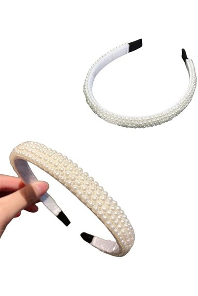 reelegant Hair Hoops Wide Pearl Stone Hair Hoop Luxury Pearl Hair Hoop Hair A...