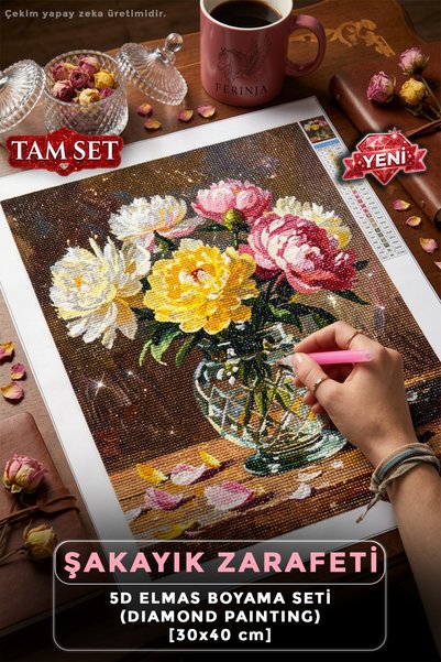 Ferinja Şakayık Zarafeti - 5D Elmas Boyama Seti Hobi Kiti - Diamond Painting ...