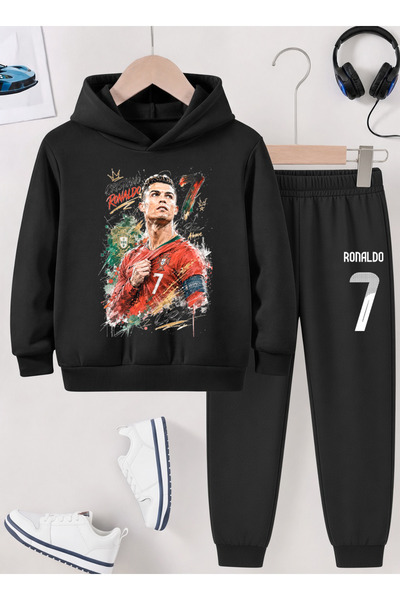 STİL-X Ronaldo Printed Boys' Tracksuit, 3-Yarn Shardooned Fabric