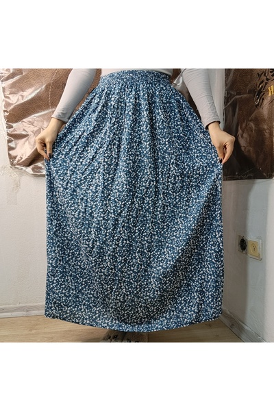 hoaryage Elastic Waist, Vibrant Colored Patterned Viscose Printed Fabric Maxi...