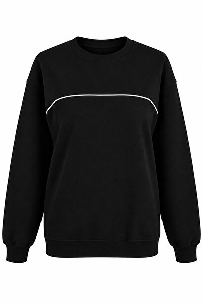 trender O-Neck 3 Threaded Black Women's Sweatshirt 27Kdt1000015