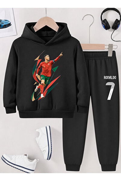 STİL-X Ronaldo Printed Boys' Tracksuit, 3-Yarn Shardooned Fabric