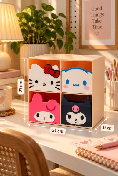 Neo Gift 4 figürlü Sevimli Dekoratif Cekmeceli Organizer | Çocuk ve Genç Odası