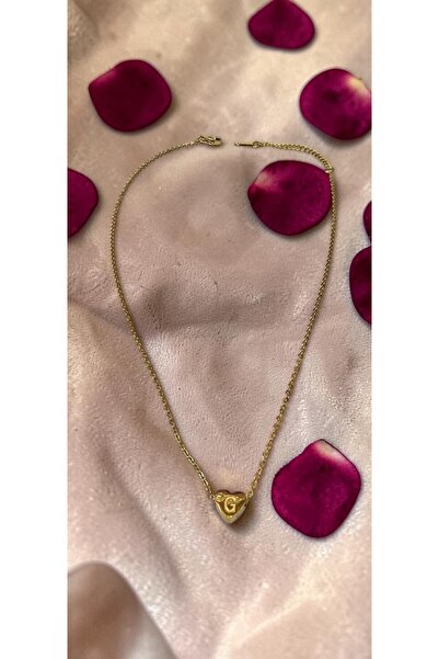 ahsenaksesuar2025 Gold Color -G- Letter Heart Detailed Minimal Thin Chain Ste...