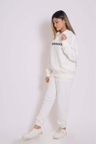 unbranded Women's Oversize Terry Premium Hoodie Set - Warm and Stylish - White - L