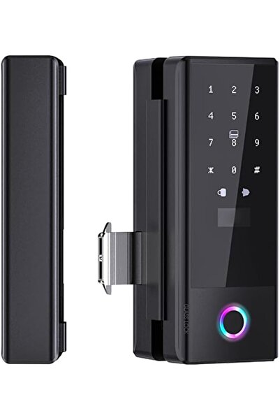 Swokii Smart Lock Glass Door Lock WiFi Remote Unlocking TY APP Fingerprint Password IC Card Mechanical Key Unlocking Methods Door Lock Interchangeable Lock Body Direction for 10-12mm Thickness