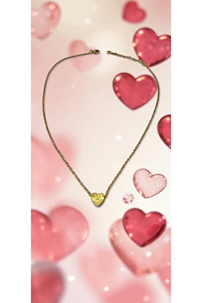 ahsenaksesuar2025 Gold Color -H- Letter Heart Detailed Minimal Thin Chain Ste...
