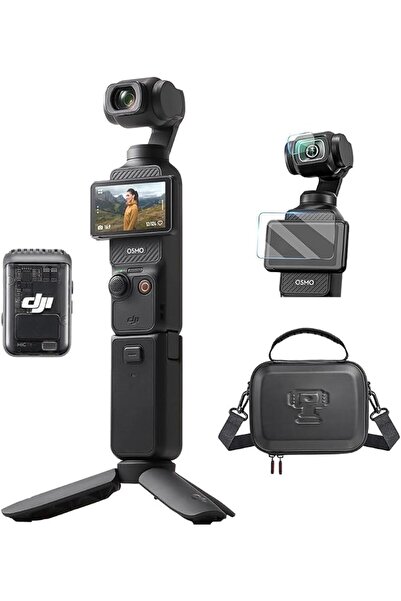 DJI Osmo Pocket 3 Creative Bundle with Tempered Glass and Case, Vlog Camera 4...