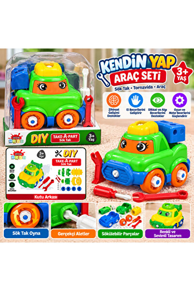 DİĞER1111 Kendin Yap Sök Tak Araç Seti – Tornavida ve Anahtarlı Eğitici Oyunc...