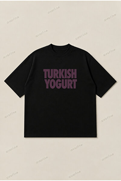 Turkish Yogurt Baskılı Oversize Unisex Boxy Kesim %100 Pamuklu Nefes Alan Tshirt