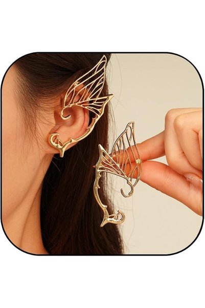 EXCEFORE Elf Ear Cuffs for Women, Hollow Butterfly Clip-On Cartilage Earrings...