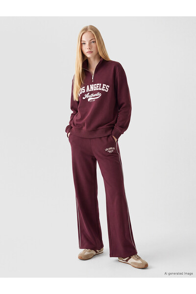 LC Waikiki Two Mt Shop Quality Xside Plum 3 Threaded Printed Loose & Baggy Wo...