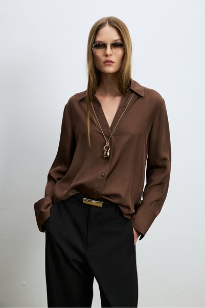 Lufian Nata Women's Shirt Brown