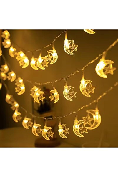 Generic أضواء زينة رمضان 20 LED بطول 3 أمتار، أضواء عيد مبارك معلقة على شكل ن...