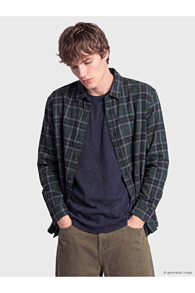 LC Waikiki Nevavm with a Difference Xside Green Flannel Plaid Comfortable & R...