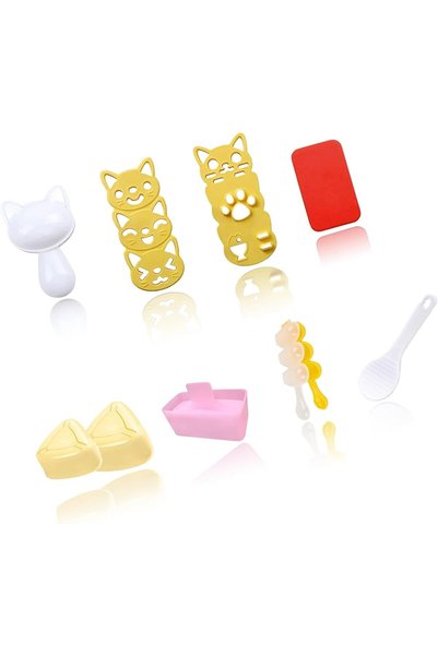 Generic قوالب كرات الأرز على شكل قطط لطيفة من سويت سفن، ومجموعات السوشي مع أد...