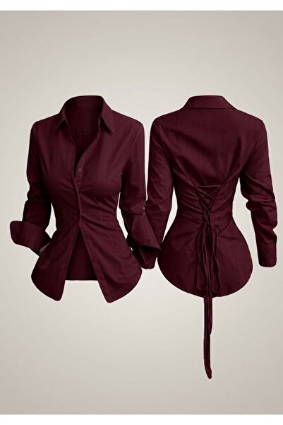 Köstebek Kadın Slim Fit Belden Oturtmalı Sırtı Bağlamalı Şık Gömlek