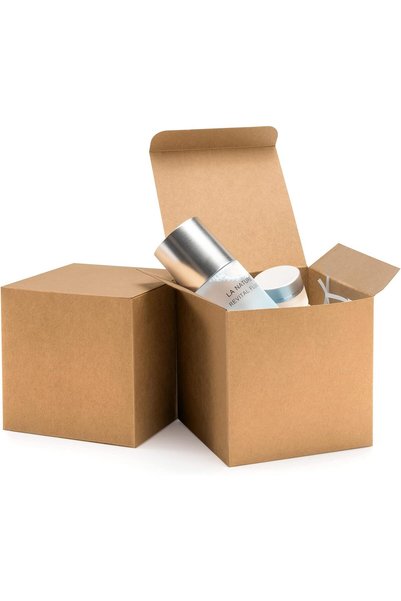 Generic صناديق هدايا مكعبة الشكل من الورق البني مقاس 4×4×4 بوصة مع أغطية |   ...