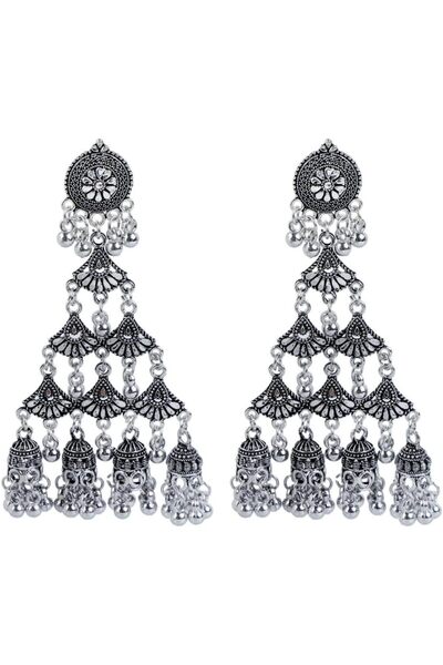 Efulgenz Antique Oxidized Traditional Earrings for Women Chandelier Layered P...