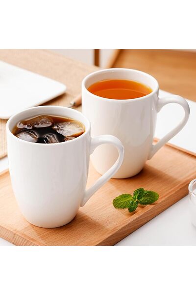 Generic Ceramic Coffee Mugs Set of 2, 12 OZ White Large Cups for Latte Tea Ca...
