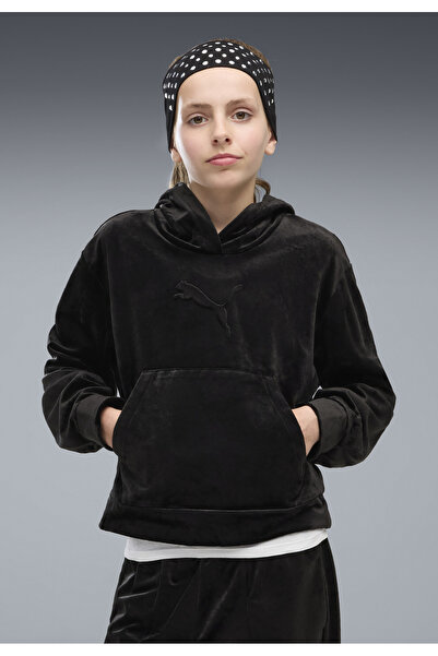 Puma Hanorac scurt Essentials Elevated din velur, croială relaxată, pentru ti...