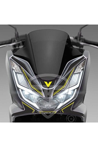 Redline Grafik Honda PCX 125 Far Üstü ve Bıyık Koruma Sticker Pad Sarı Karbon Desen 2021, 2022, 2023, 2024 Uyumlu |