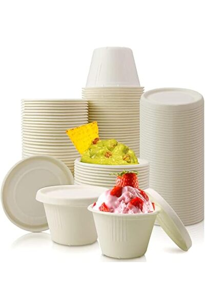 NALACAL 100Pcs Disposable Ice Cream Bowls, Disposable Condiment Dipping Sauce...