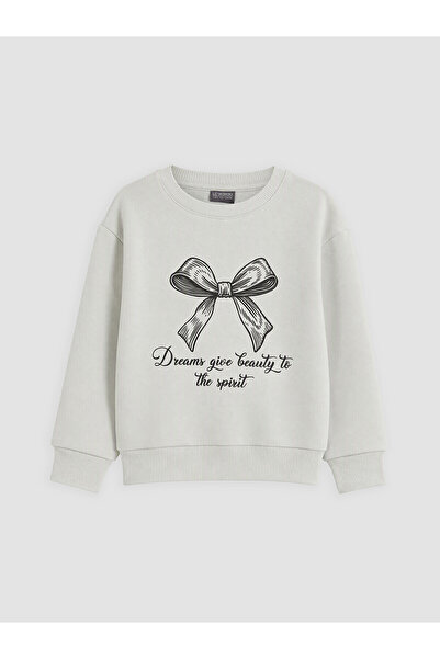 LC Waikiki Alita City Gray Printed Thick Sweatshirt for Girls with a Differen...