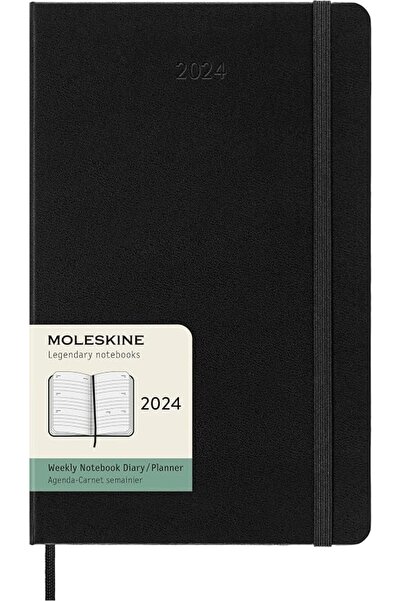 Moleskine مخطط أسبوعي 2024، 12 شهرًا، كبير الحجم، أخضر مرتل، غلاف صلب (5 × 8.25)