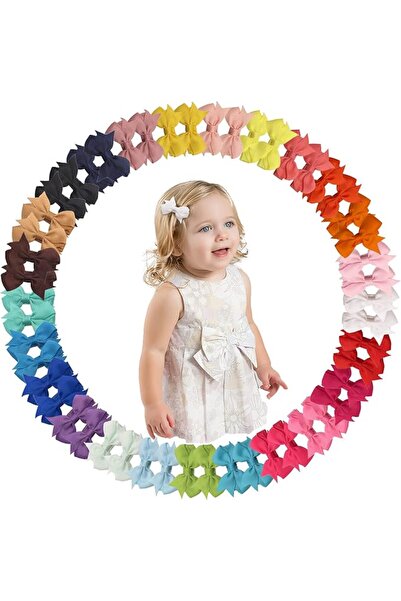 Ded 50 Pcs 2 Inch Tiny Hair Bows for Girl Grosgrain Ribbon Pinwheel Bows Full...