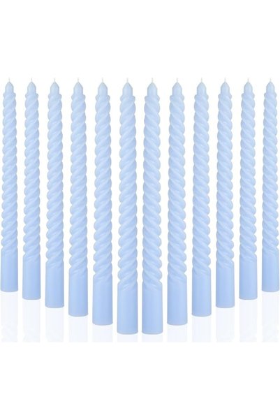 GENERAL Pink Tapered Smokeless Spiral Twisted Candle-Set of 12pcs