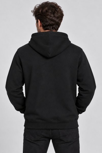 Freemen Hanorac negru pentru bărbați, cu glugă și buzunare, croială slim fit