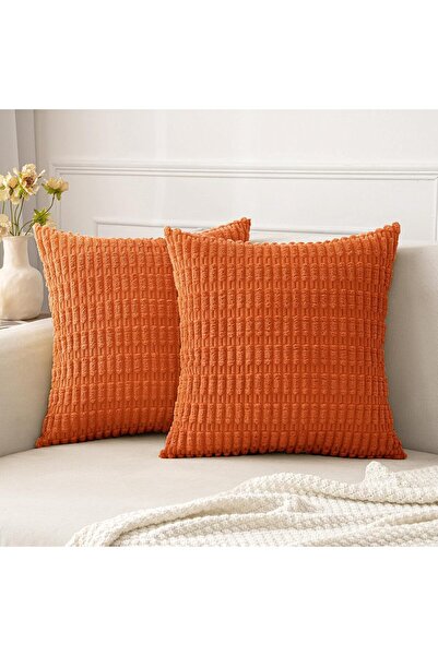 Generic Pack of 2 Corduroy Decorative Throw Pillow Covers 18x18 Inch Soft Boh...