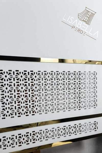 LisabellaHome Milano Elegance Kırık Beyaz Renk Çift sıra Lazer desen Gold çıt...