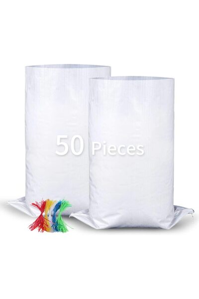 Generic 50 قطعة من أكياس الرمل المتينة المصنوعة من البولي بروبيلين المنسوج، أ...