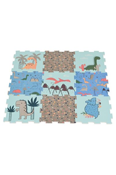 Moni Toys Covoraș Puzzle EVA Dino World, 9 Piese cu Dinozauri, 86x86 cm, Colo...