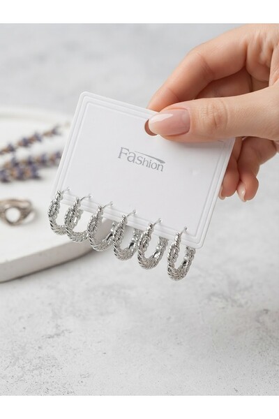 BURGU ÇELİK HALKA KÜPE 6'LI SET