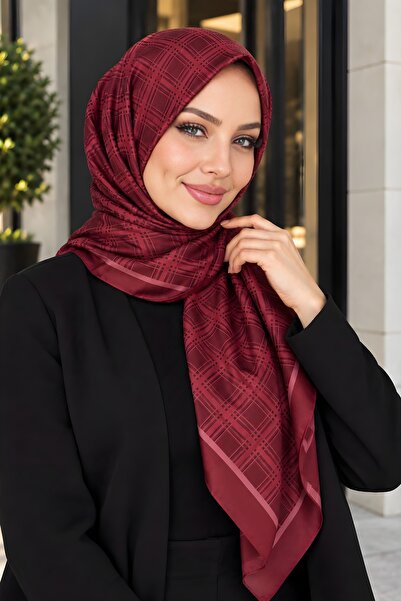 İmajButik Burgundy Patterned Soft Scarf