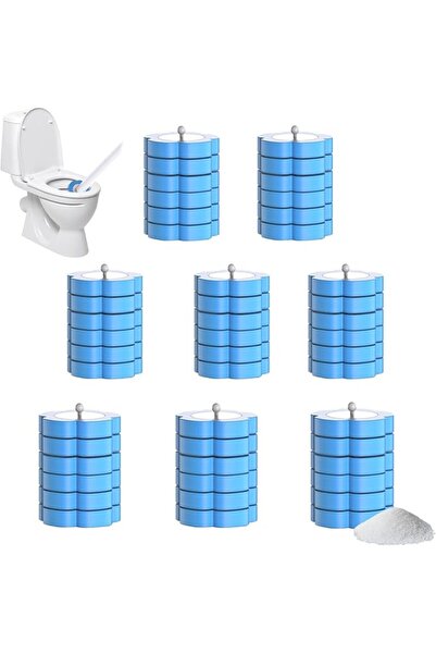 Xkimos 48Pcs Toilet Brush Set Wall-Mounted (Blue(Marine), 48 Brush Heads（Refi...