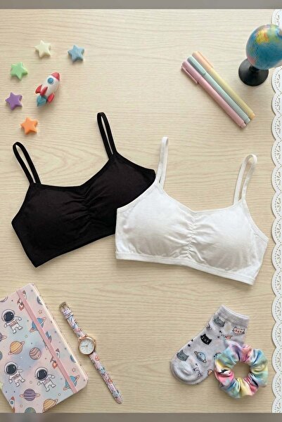 Luxxa 2-Piece Girls' Cotton Strap Bustier with Padded Cups