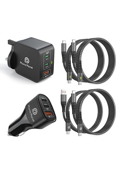 Generic طقم شحن فائق السرعة من النوع C، شاحن USB C بقوة 65 واط/شاحن سيارة بقو...