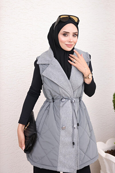 İmajButik Smoked Gray Cashmere Detailed Nova Vest