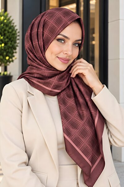 İmajButik Plum Patterned Soft Scarf