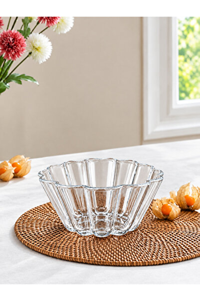 Elta Collection Papatya Kristal 22 cm Salad - Fruit Bowl Glass Presentation B...