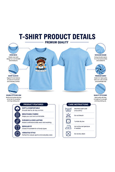 PRINTSHOP4ME Movember Boys Kids T-Shirt–Moustache Design To Raise Awareness–Soft Cotton Round Neck Short Sleeve T-Shirts For Boys-Ideal For Movember