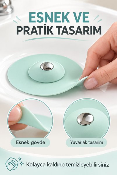 Tosima Lavabo ve Küvet Tıkacı Süzgeci Esnek Banyo Mutfak Gider Saç ve Atık Tutucu 2 Adet