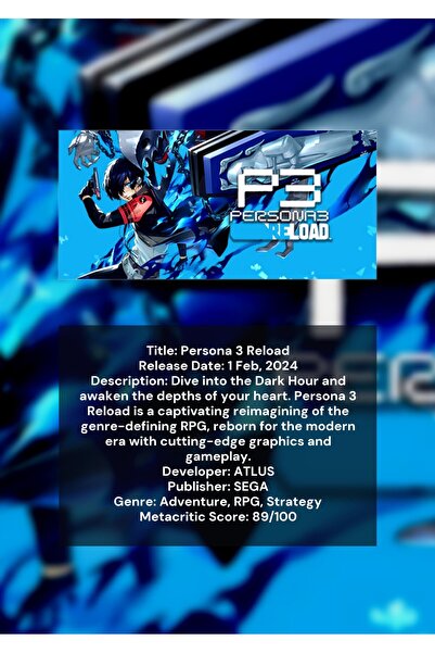 OEM Плакат Инфографика Persona 3 Reload, Аниме RPG игра, Картон 250гр, А4